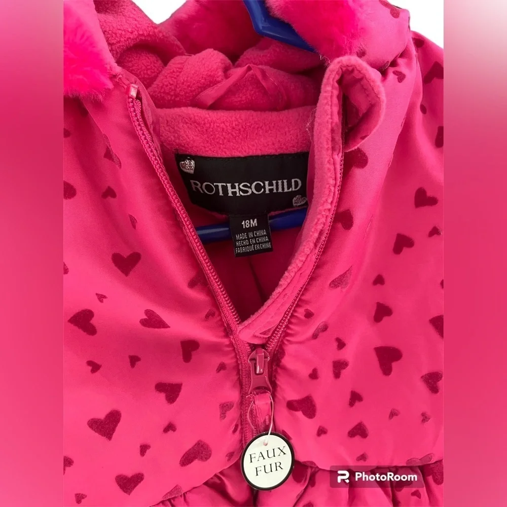 Rothschild 18 months Jacket NWT pink w/ velvet hearts winter coat & mittens.